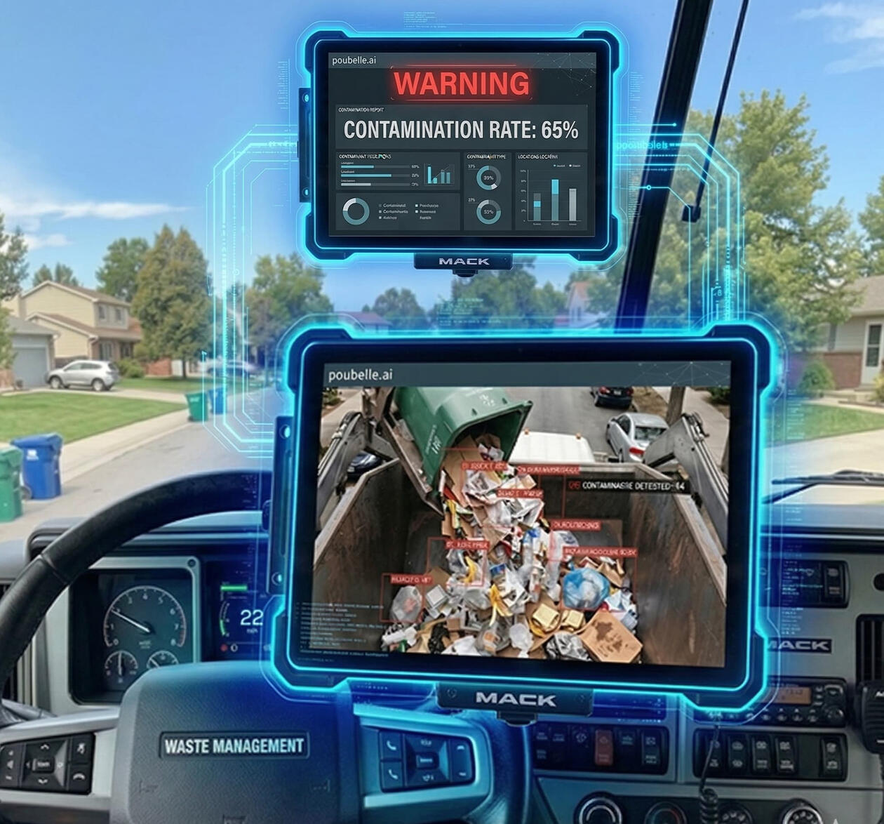POUBELLE.AI real-time contamination detection in a waste truck cab